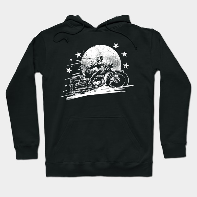 Vintage Motorcycle with Biker Graphic Hoodie by Graphic Duster